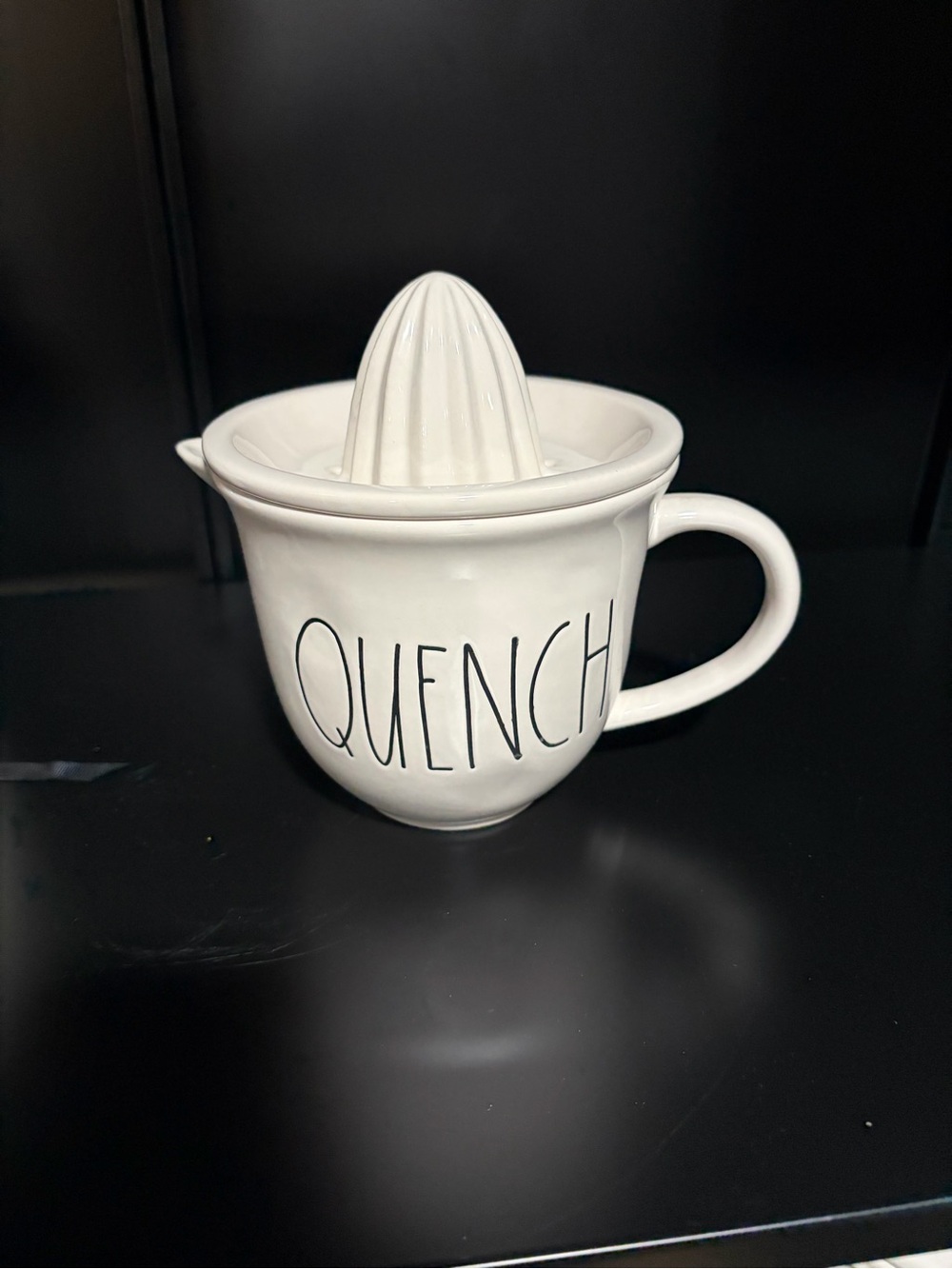 Rae Dunn White Ceramic 'Quench' Juicer Mug